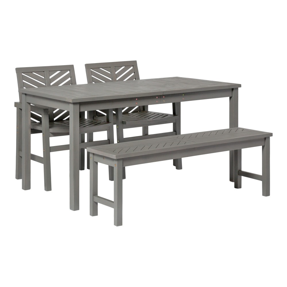 Vincent 4-Piece Chevron Outdoor Patio Dining Set - Grey Wash