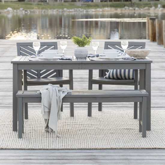 Vincent 4-Piece Chevron Outdoor Patio Dining Set - Grey Wash