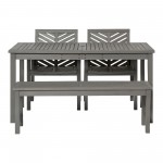 Vincent 4-Piece Chevron Outdoor Patio Dining Set - Grey Wash