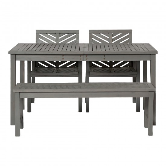 Vincent 4-Piece Chevron Outdoor Patio Dining Set - Grey Wash