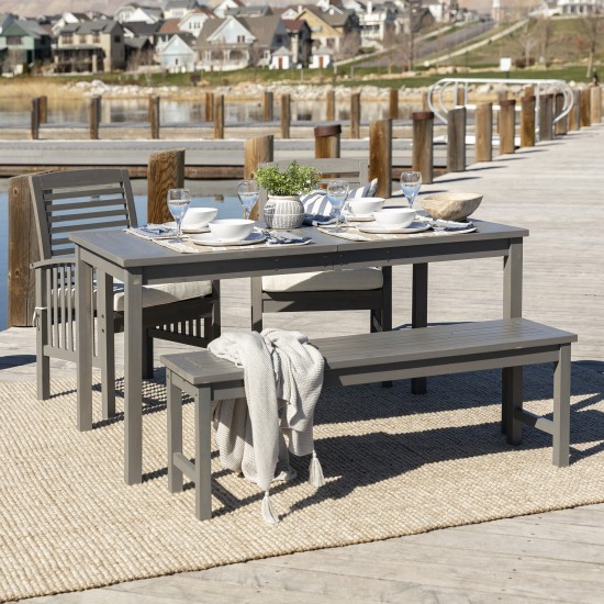 4-Piece Simple Outdoor Patio Dining Set - Grey Wash