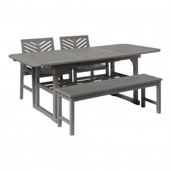 4-Piece Extendable Outdoor Patio Dining Set - Grey Wash