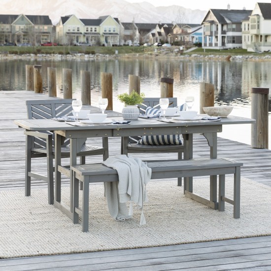 4-Piece Extendable Outdoor Patio Dining Set - Grey Wash