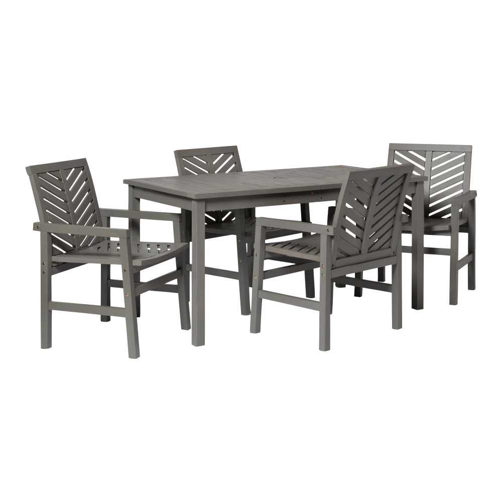 Vincent 5-Piece Chevron Outdoor Patio Dining Set - Grey Wash