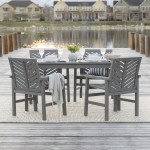 Vincent 5-Piece Chevron Outdoor Patio Dining Set - Grey Wash