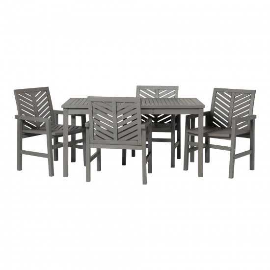 Vincent 5-Piece Chevron Outdoor Patio Dining Set - Grey Wash