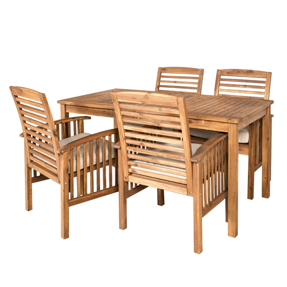 5-Piece Modern Patio Dining Set - Dark Brown