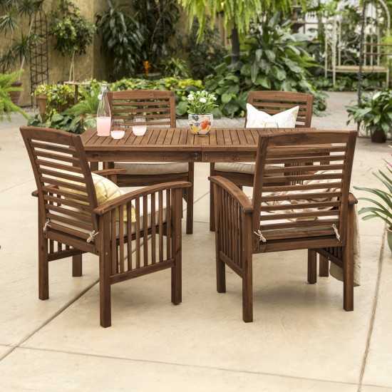 5-Piece Modern Patio Dining Set - Dark Brown