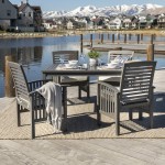 5-Piece Simple Outdoor Patio Dining Set - Grey Wash