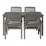 5-Piece Simple Outdoor Patio Dining Set - Grey Wash