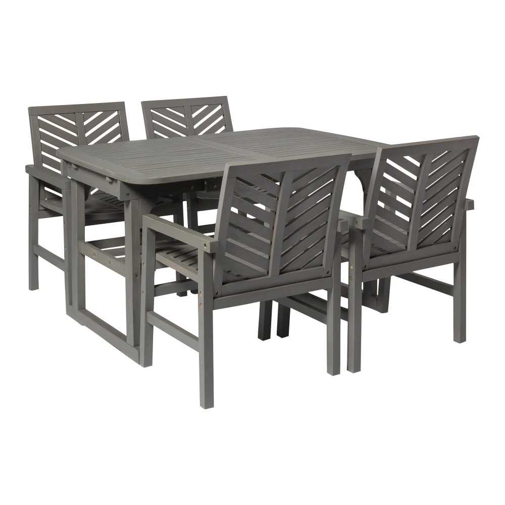 5-Piece Extendable Outdoor Patio Dining Set - Grey Wash