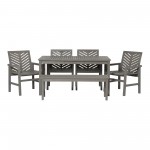 Vincent 6-Piece Chevron Outdoor Patio Dining Set - Grey Wash