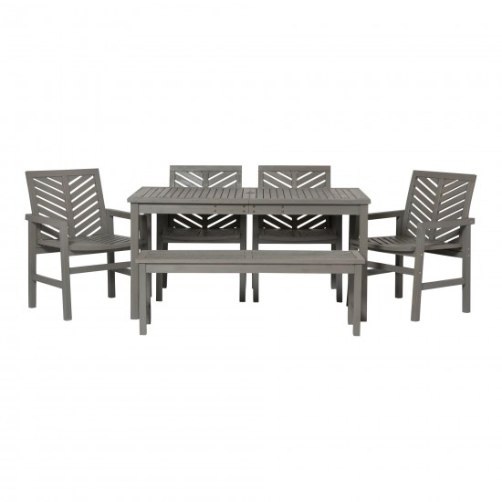 Vincent 6-Piece Chevron Outdoor Patio Dining Set - Grey Wash