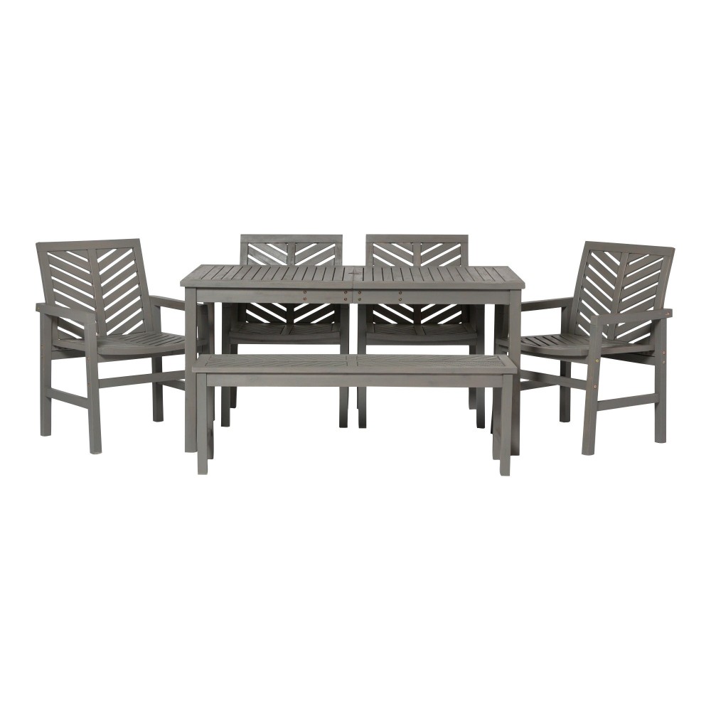 Vincent 6-Piece Chevron Outdoor Patio Dining Set - Grey Wash