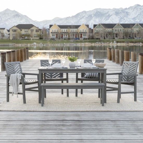 Vincent 6-Piece Chevron Outdoor Patio Dining Set - Grey Wash