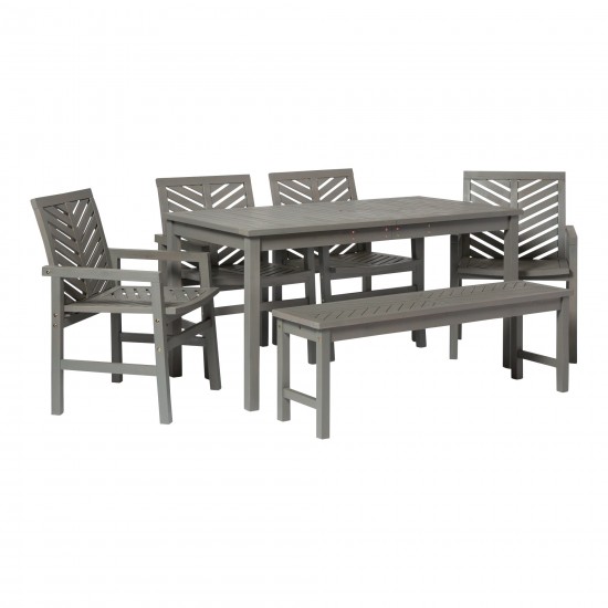 Vincent 6-Piece Chevron Outdoor Patio Dining Set - Grey Wash