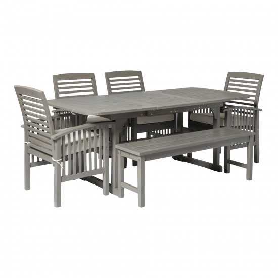 6-Piece Classic Outdoor Patio Dining Set - Grey Wash