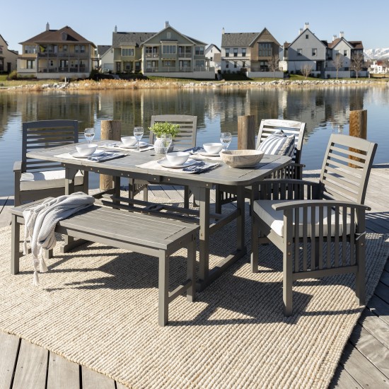 6-Piece Classic Outdoor Patio Dining Set - Grey Wash