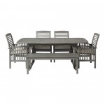 6-Piece Classic Outdoor Patio Dining Set - Grey Wash