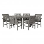 Vincent 7-Piece Chevron Outdoor Patio Dining Set - Grey Wash