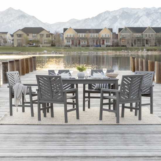 Vincent 7-Piece Chevron Outdoor Patio Dining Set - Grey Wash