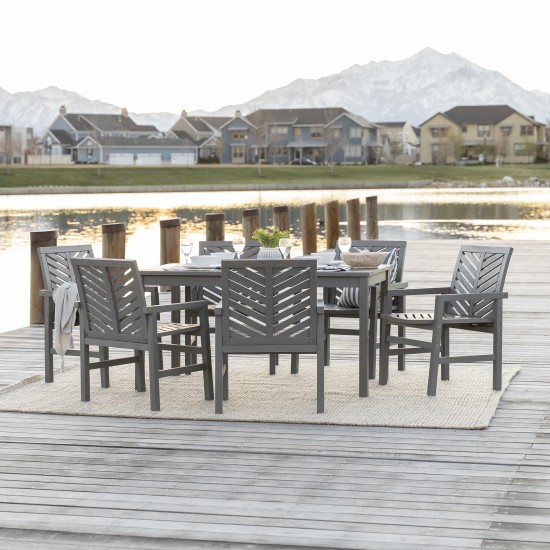 Vincent 7-Piece Chevron Outdoor Patio Dining Set - Grey Wash