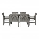 Vincent 7-Piece Chevron Outdoor Patio Dining Set - Grey Wash