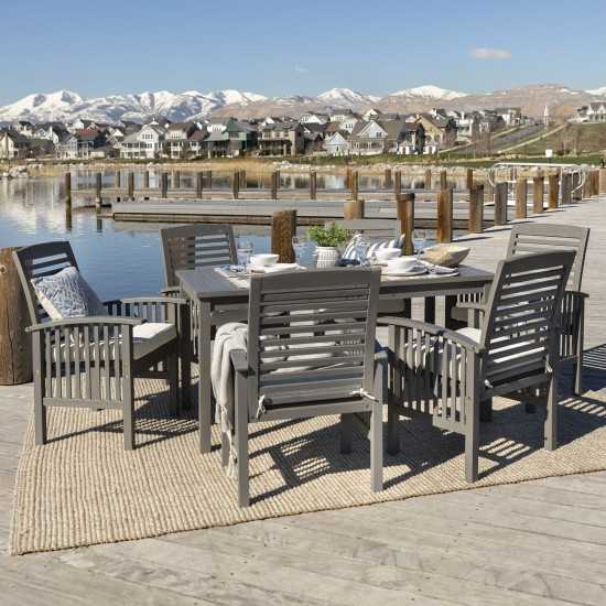 7-Piece Modern Outdoor Patio Dining Set - Grey Wash