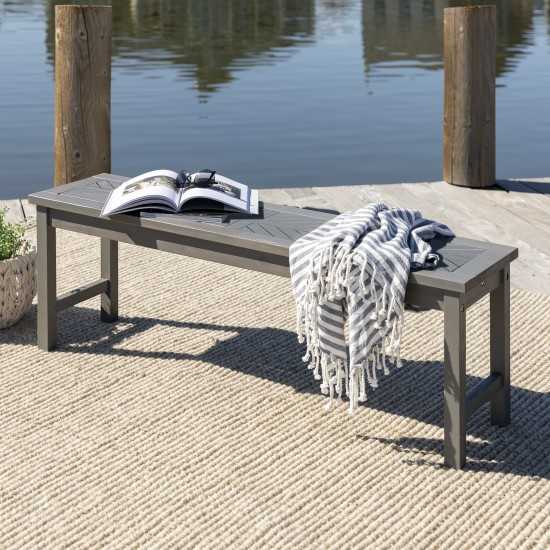 Vincent 53" Modern Patio Dining Bench - Grey Wash