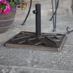 Square Outdoor Patio Umbrella Base - Antique Bronze