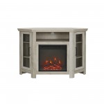 48" Wood Corner Fireplace TV Stand - White Oak