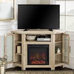 48" Wood Corner Fireplace TV Stand - White Oak