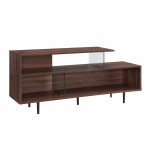 Harper 60" Asymmetrical Wood and Glass Console - Dark Walnut