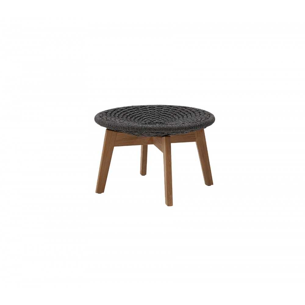 Cane-line Peacock footstool/side table w/teak legs, 5358RODGT