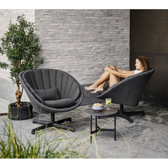 Cane-line Peacock lounge chair w/swivel aluminium base, 5458RODGSWB