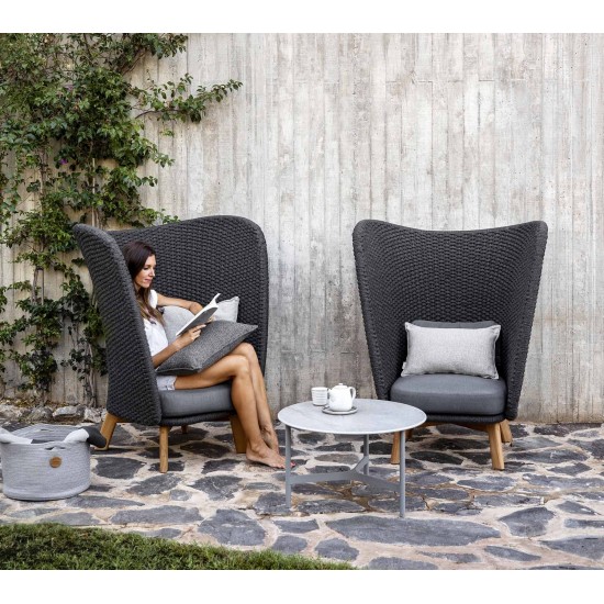 Cane-line Peacock Wing highback chair w/teak legs, 5460RODGT
