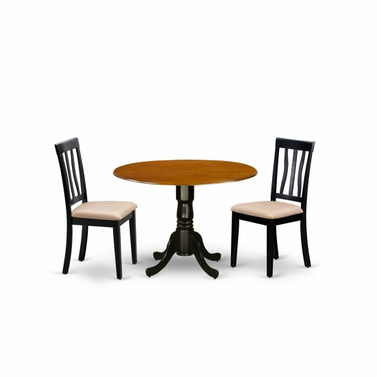 Dlan3-Bch-C Dining Set - 3 Pcs With 2 Wood Chairs