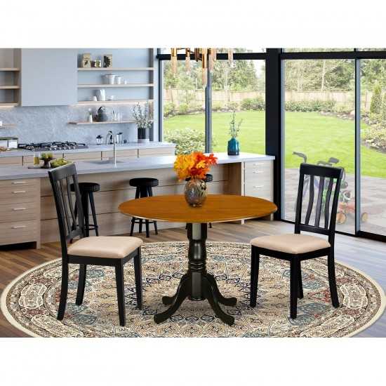 Dlan3-Bch-C Dining Set - 3 Pcs With 2 Wood Chairs