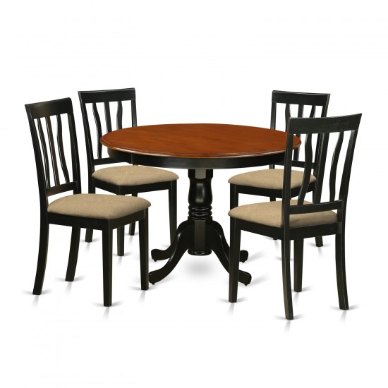 5 Pc Set With A Dining Table And 4 Dinette Chairs In Black