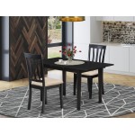 3-Pc Wood Dining Table Set 2 Wood Chairs, Butterfly Leaf Kitchen Table, Black