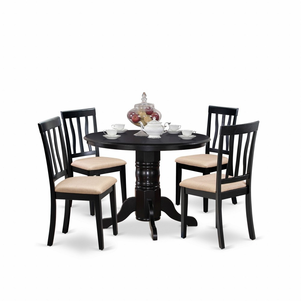 5 Pc Dining Room Set- Dinette Table And 4 Kitchen Dining Chairs