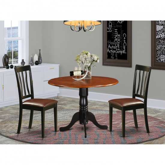 Dlan3-Bch-Lc Dining Set - 3 Pcs With 2 Wood Chairs