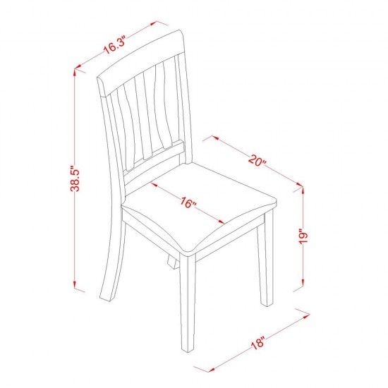 Dlan3-Bch-Lc Dining Set - 3 Pcs With 2 Wood Chairs