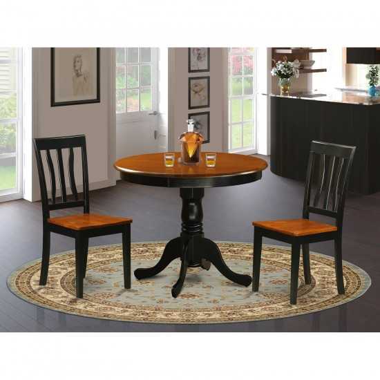 Anti3-Blk-W Dining Set - 3 Pcs With 2 Wood Chairs