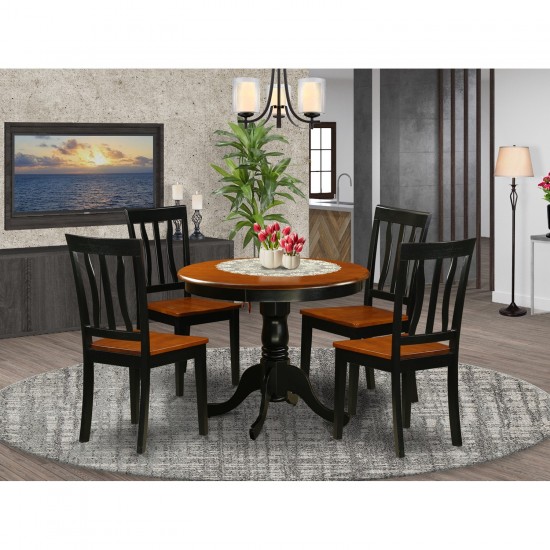 Anti5-Blk-W Dining Set - 5 Pcs With 4 Wood Chairs