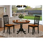 3 Pc Set With A Round Table And 2 Wood Dinette Chairs In Black And Cherry