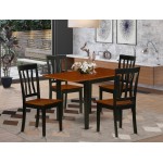 Dining Set 5 Pc- 4 Chairs, Table, Cherry Chair Seat, Top, Black Finish Hardwood Frame.