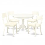 5Pc Hartland Set, One Dining Table, Four Faux Leather Seat Dinette Chairs In Linen White Finish.