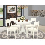 5Pc Hartland Set, One Dining Table, Four Faux Leather Seat Dinette Chairs In Linen White Finish.