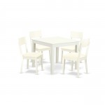 5-Piece Dinette Table Set - Table, 4 Faux Leather Seat Dining Chairs In White